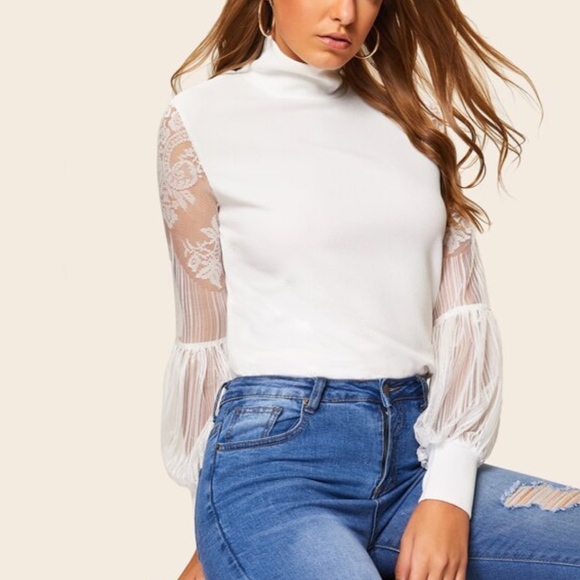 MARA Lace Sleeve Top - Picture 3 of 5